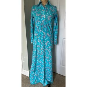 Lilly Pulitzer The Lilly Vintage Blue Maxi Dress with Butterflies SzXS/S NO BELT